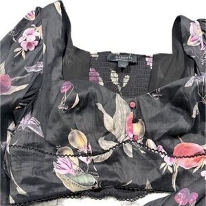 ALLSAINTS Ria Soleil Linen & Silk Crop Top In Black New Without Tags Size 8 $219